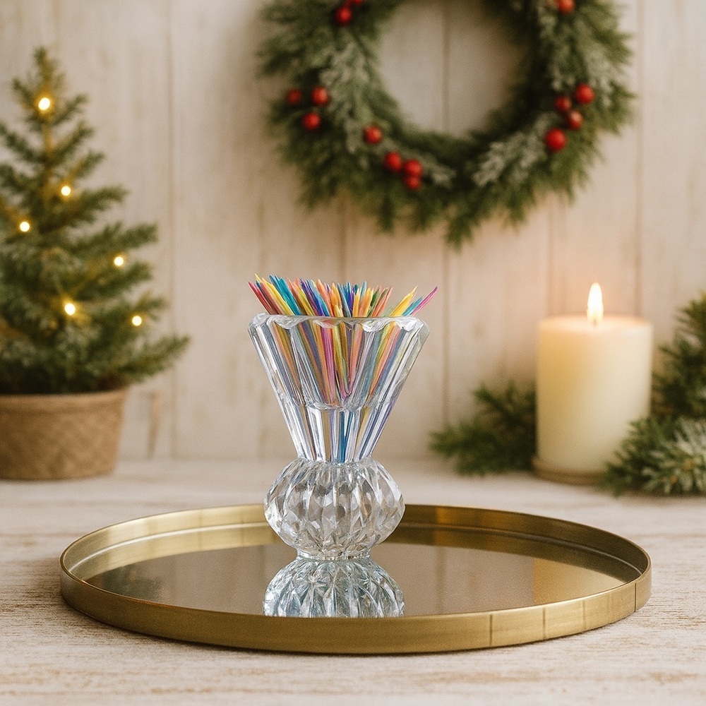 Vtg Glass Candle Holder Reversible Bud Vase Toothpick Holder Clear Ribbed 4" - Picture 7 of 7
